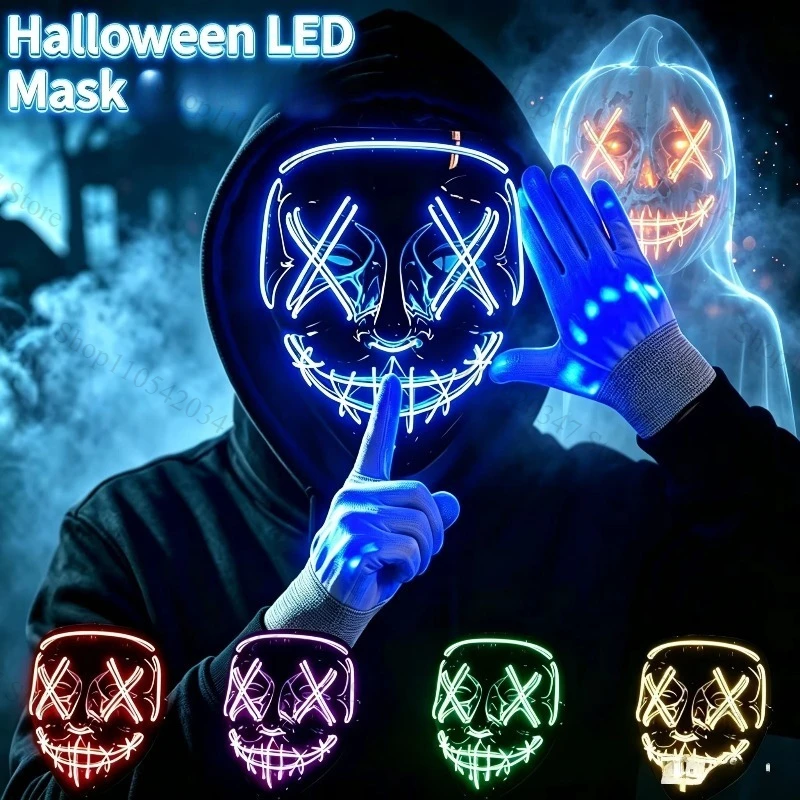 Led Purge Mask Halloween - Maschera Neon LED Wireless per Feste