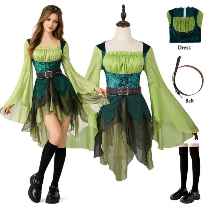 Medieval Renaissance Dress Women - Abito da Elfa Medievale Verde per