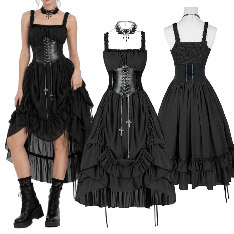 Medieval Renaissance Dress Women - Abito Gotico da Donna con Corsetto,