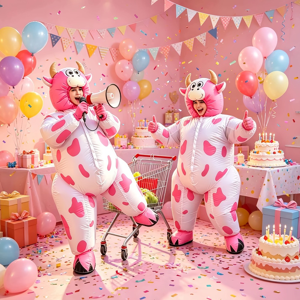 Costumes - Divertente costume da mucca rosa gonfiabile,