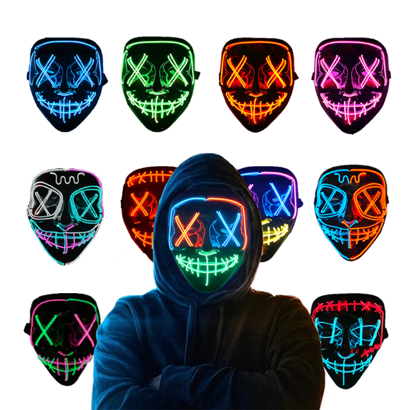 Led Purge Mask Halloween - Maschere Luminose al Neon Senza Fili
